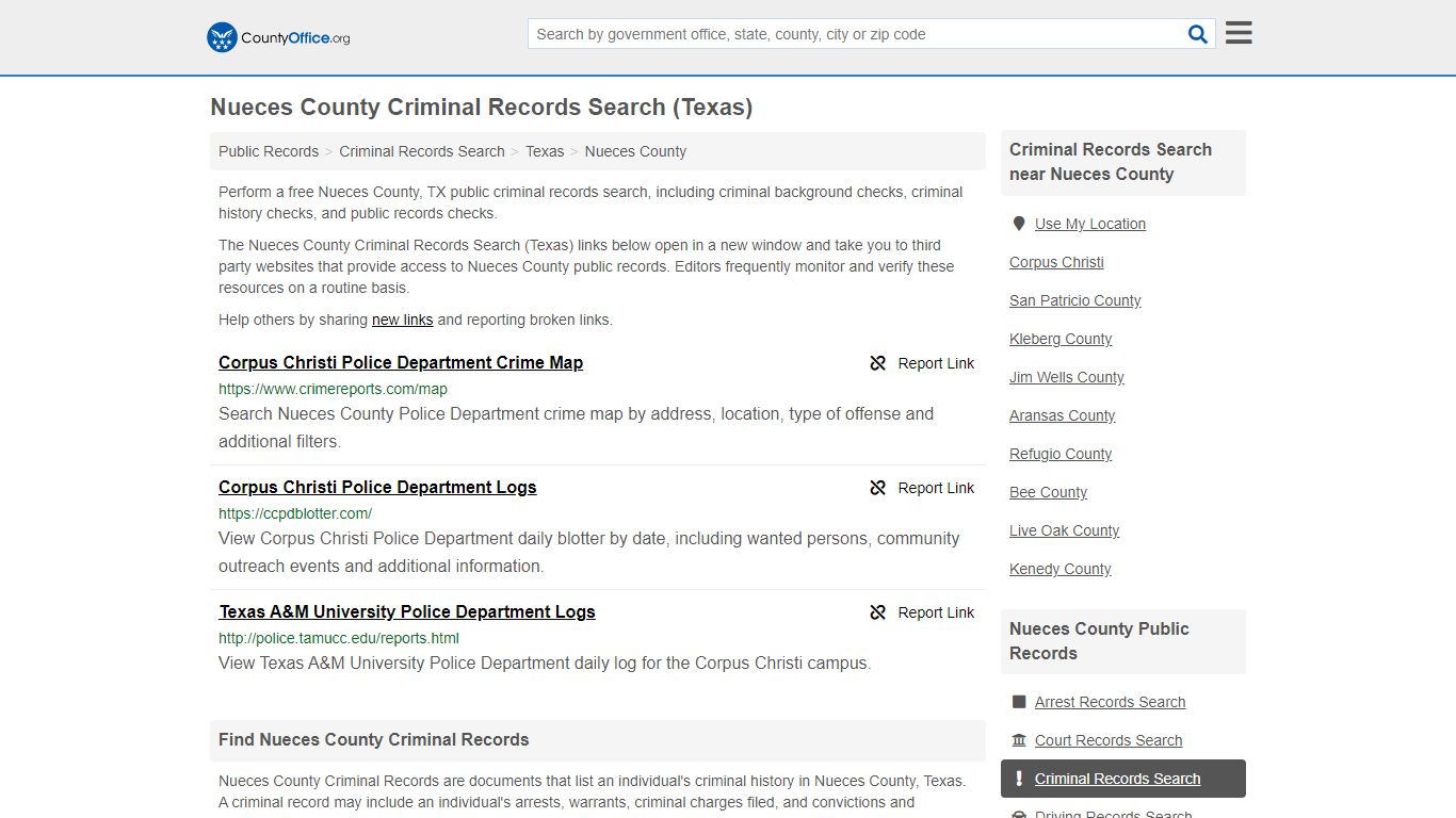 Nueces County Criminal Records Search (Texas) - County Office